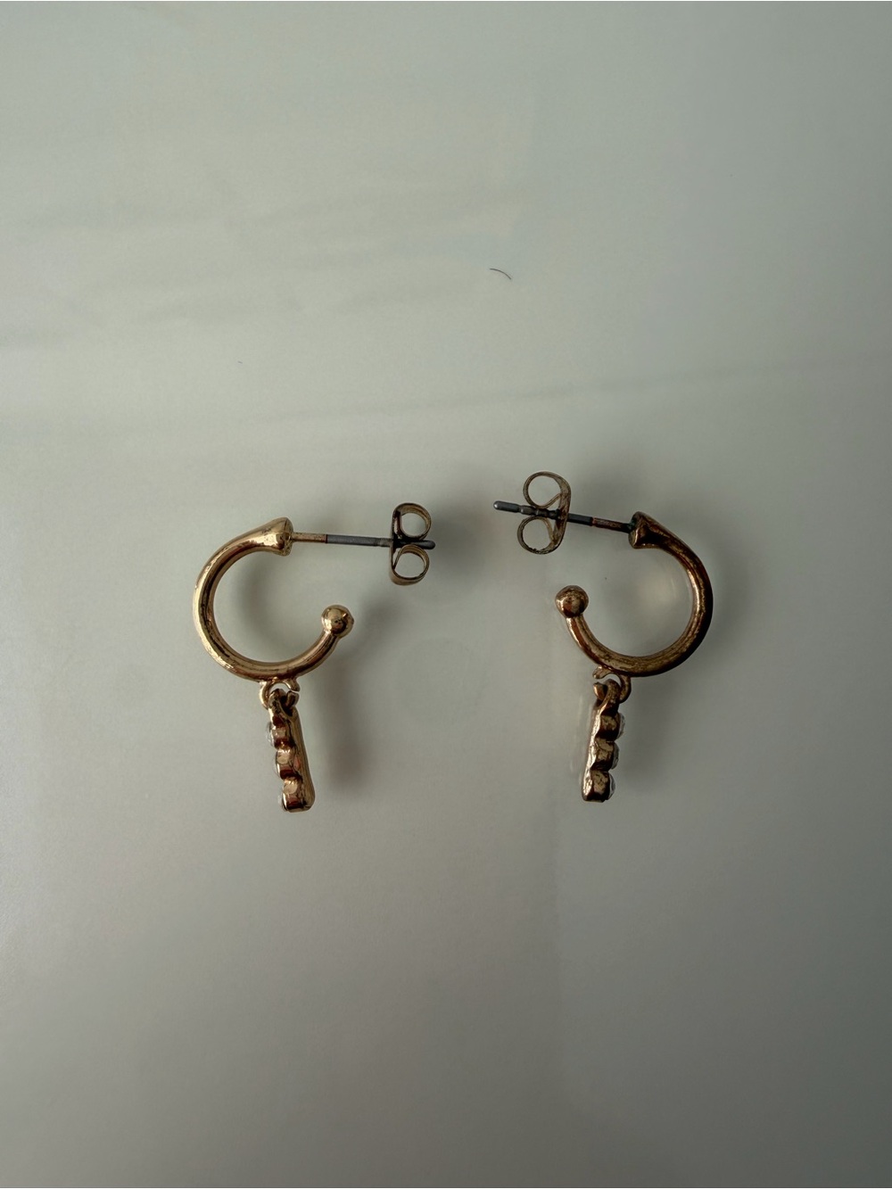 Gold-Tone Hoop Drop Earrings with Bar Charms